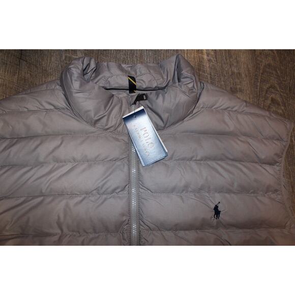 NWT Polo Ralph Lauren Men's Big Tall Packable Quilted Down Vest GRAY - Picture 3 of 8